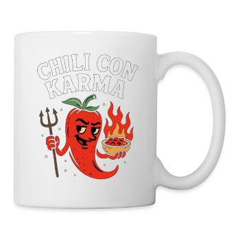Chili con Karma – Lustiger Spruch Chilli Food - Tasse - Weiß - Rechts