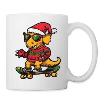 Dinosaure tricératops Noël drôle - Mug blanc - blanc - Droite