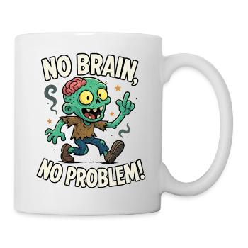 T-shirt zombie No Brain No Problem - Mug blanc - blanc - Droite