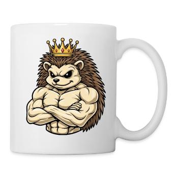 Starker Igel König Cartoon Fitness Portrait - Tasse - Weiß - Rechts