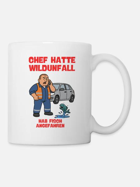 Autounfall Chef Cartoon Rettungsszene - Tasse - Weiß