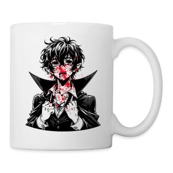 Roter Splatter Porträt - Tasse - Weiß - Rechts