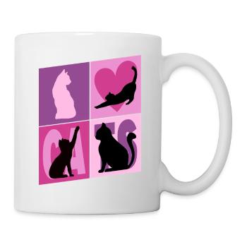Chaton Chaton Chaton Kitty Silhouette Art - Mug blanc - blanc - Droite
