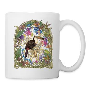 Tropischer Toucan im Blumengarten - Tasse - Weiß - Rechts