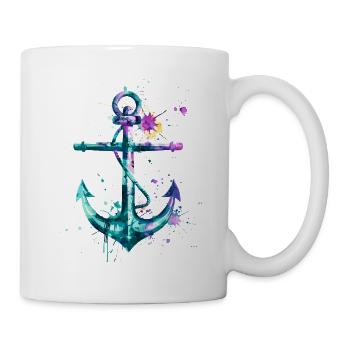 anchor ship sailing ship art sailor seaman - Mug - white - Right