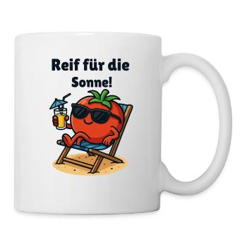 Reif für die Sonne Tomate Ketchup Gemüse karikatur - Tasse - Weiß - Rechts