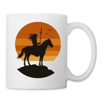 Sonnenuntergang Reiter Silhouette - Tasse - Weiß - Rechts