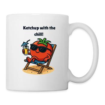 Tomate - Ketchup im Strandmodus Karikatur  - Tasse - Weiß - Rechts