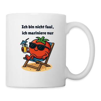 Tomate avec des lunettes de soleil sur la plage dessin animé - Mug blanc - blanc - Droite