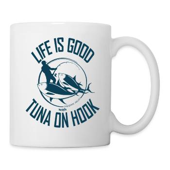 DAS LEBEN IST GUT MIT THUNFISCH AM HAKEN - Tasse - Weiß - Rechts