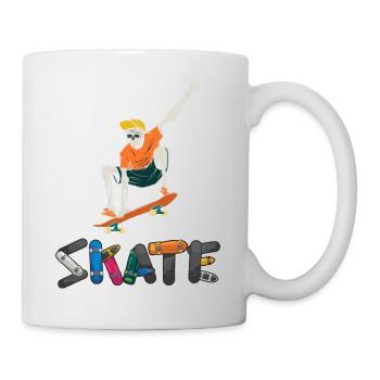 Crâne patineur Vintage Couleurs Rétro Graphique - Mug blanc - blanc - Droite