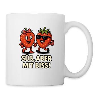 Sweet Bite Strawberries Duo Fruit Fruits Illustration - Mug - white - Right