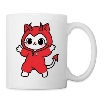 Cat Devil Hoodie Red - Mug - white - Right