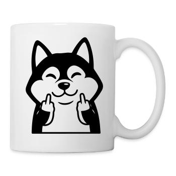 Naughty Husky montre un doigt d’honneur - Bande dessinée drôle - Mug blanc - blanc - Droite