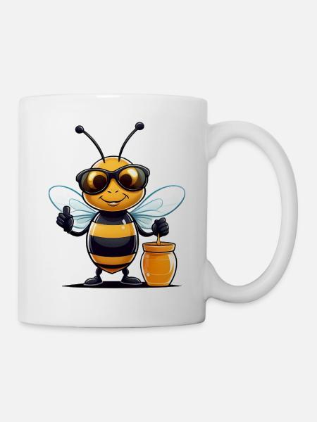 Occhiali da sole Ape con vaso di miele - Tazza - bianco
