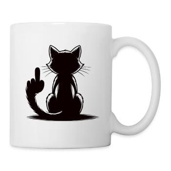 Erkenne die Zeichen Katze Mittelfinger - Tasse - Weiß - Rechts