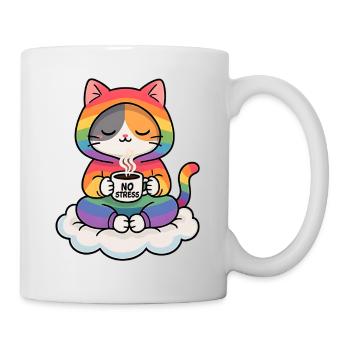 Regenbogenkatze auf einer Wolke - Tasse - Weiß - Rechts