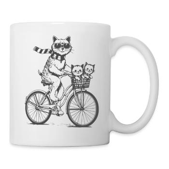 Cat bike with basket - Mug - white - Right