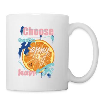 Orangene Freude Collage - Tasse - Weiß - Rechts