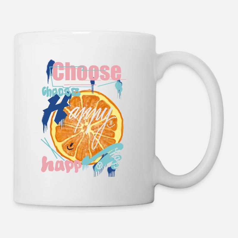 Orangene Freude Collage - Tasse - Weiß