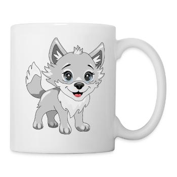 Cute smiling baby wolf - Mug - white - Right