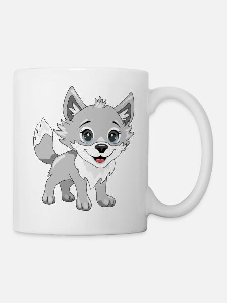 Mignon bébé loup souriant - Mug blanc - blanc