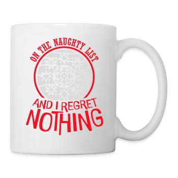 Sur la liste des vilains et ne regrette rien XMas Spruch - Mug blanc - blanc - Droite