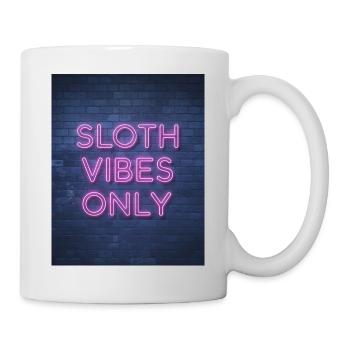 Sloth Vibes Only Neon Font on Brick Wall - Mug - white - Right