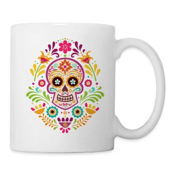 Tête de mort mexicaine, sugar skull dia de Muertos - Mug blanc - blanc - Droite