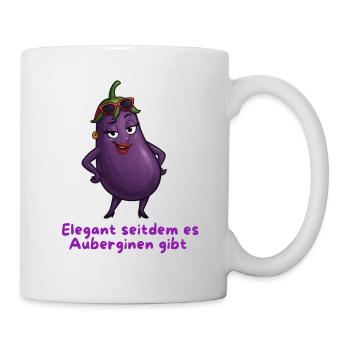 Elegant Eggplant Vegetable Motif Illustration - Mug - white - Right