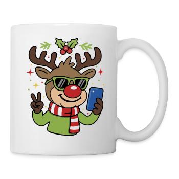 Noël Selfie Renne avec des lunettes - Mug blanc - blanc - Droite