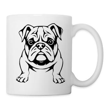 Bulldogge schwarz Hunde T-shirt Geschenk - Tasse - Weiß - Rechts