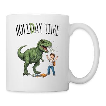 Urlaubzeit Dino und Schulkind - Tasse - Weiß - Rechts