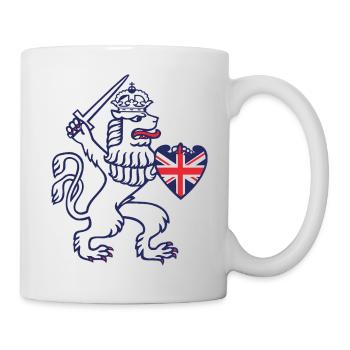 Heraldic Lion With Sword And Union Jack Heart - Mug - white - Right