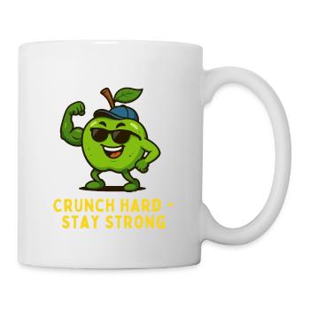 Crunch Hard Stay Strong -  Apfel Karikatur  - Tasse - Weiß - Rechts