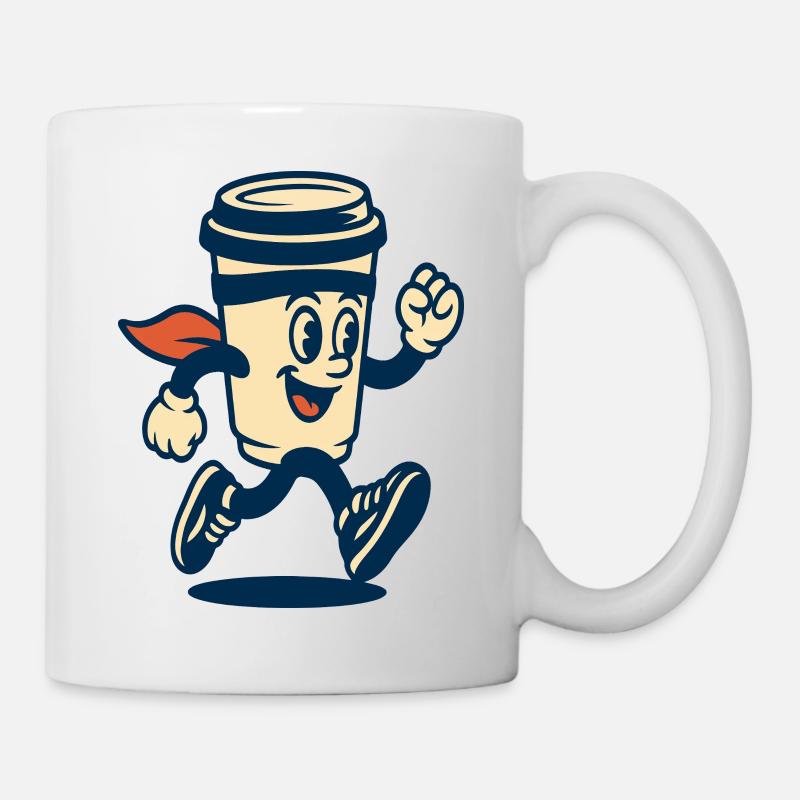 Mascotte de tasse à café en course - Mug blanc - blanc