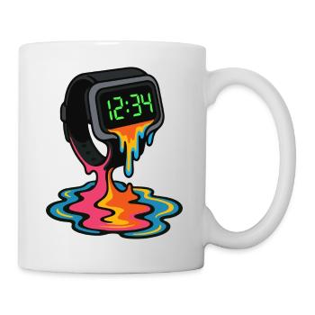 Schmelzende Neon-Uhr - Tasse - Weiß - Rechts