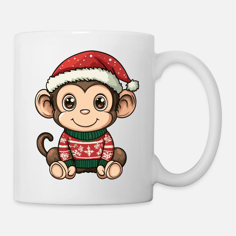 Affe Weihnachten - Tasse - Weiß