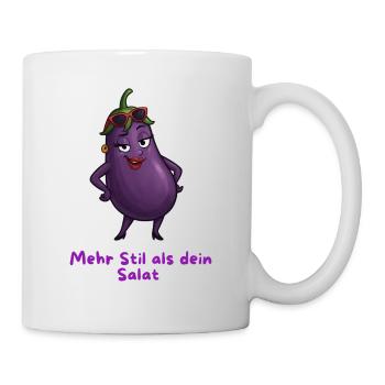 Mehr Stil als dein Salat Aubergine Karikatur  - Tasse - Weiß - Rechts
