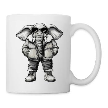 Elefant Cool Winter - Tasse - Weiß - Rechts