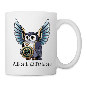 Wise Owl with Clock – Timeless Wisdom - Mug - white - Right