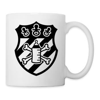 Wappen Schnuller Pirat – Geschenk für Baby & Kind - Tasse - Weiß - Rechts