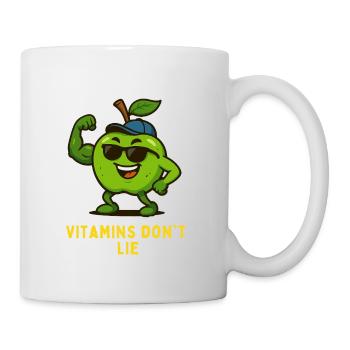 Vitamine Lügen Nicht Fitness Apfel Karikatur  - Tasse - Weiß - Rechts