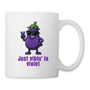 Aubergine - vibes in Violet Karikatur  - Tasse - Weiß - Rechts