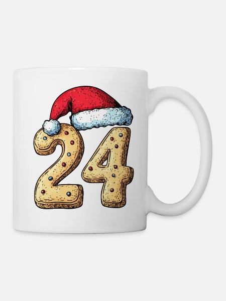 24 Zahl Keks Weihnachten - Tasse - Weiß