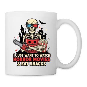 Skelett Popcorn Horror Snack - Tasse - Weiß - Rechts