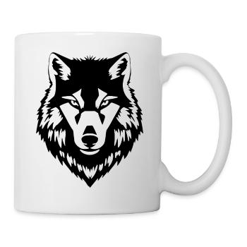 Wolf schwarzweiß T-shirt Geschenk - Tasse - Weiß - Rechts