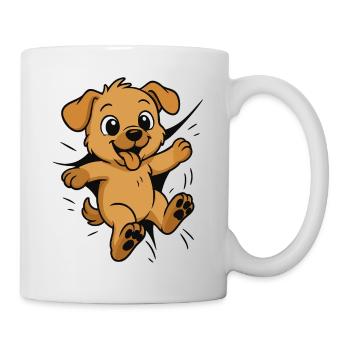 Cute Comic Dog Puppy – Kids & Animal Lovers - Mug - white - Right