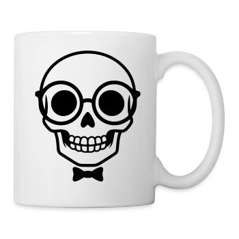 Crâne de nerd avec lunettes et nœud papillon - Mug blanc - blanc - Droite