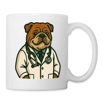 Bulldog Vet Doctor Illustration - Mug - white - Right